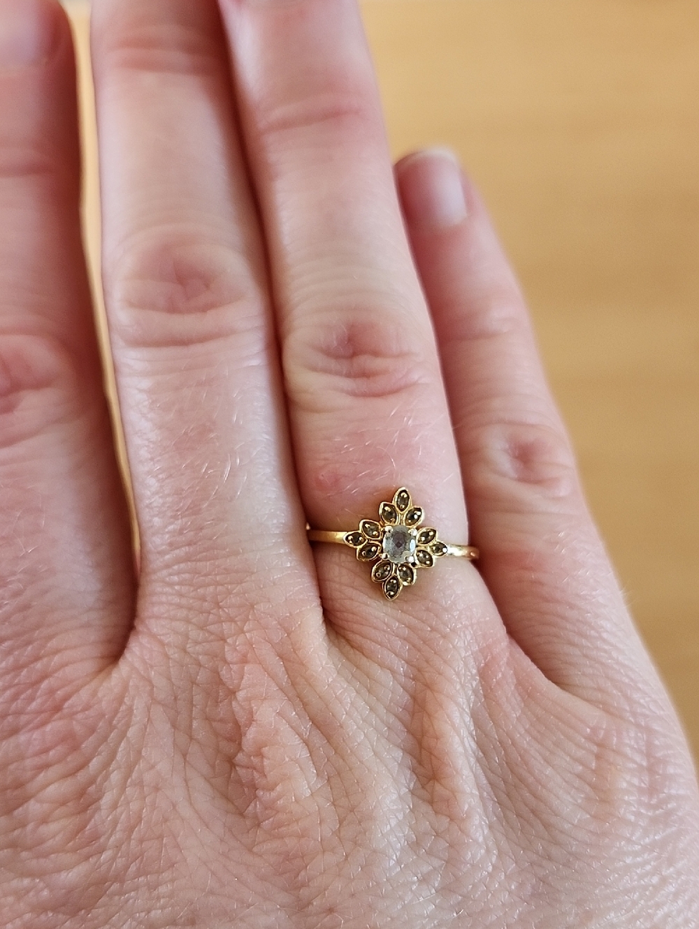 Gold Floral Halo Ring - Little Gold